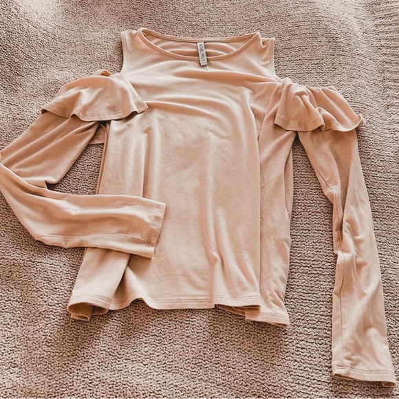 Rachel Pally Cascade Cold-Shoulder modal cream ruffle frilly top - Picture 8 of 8